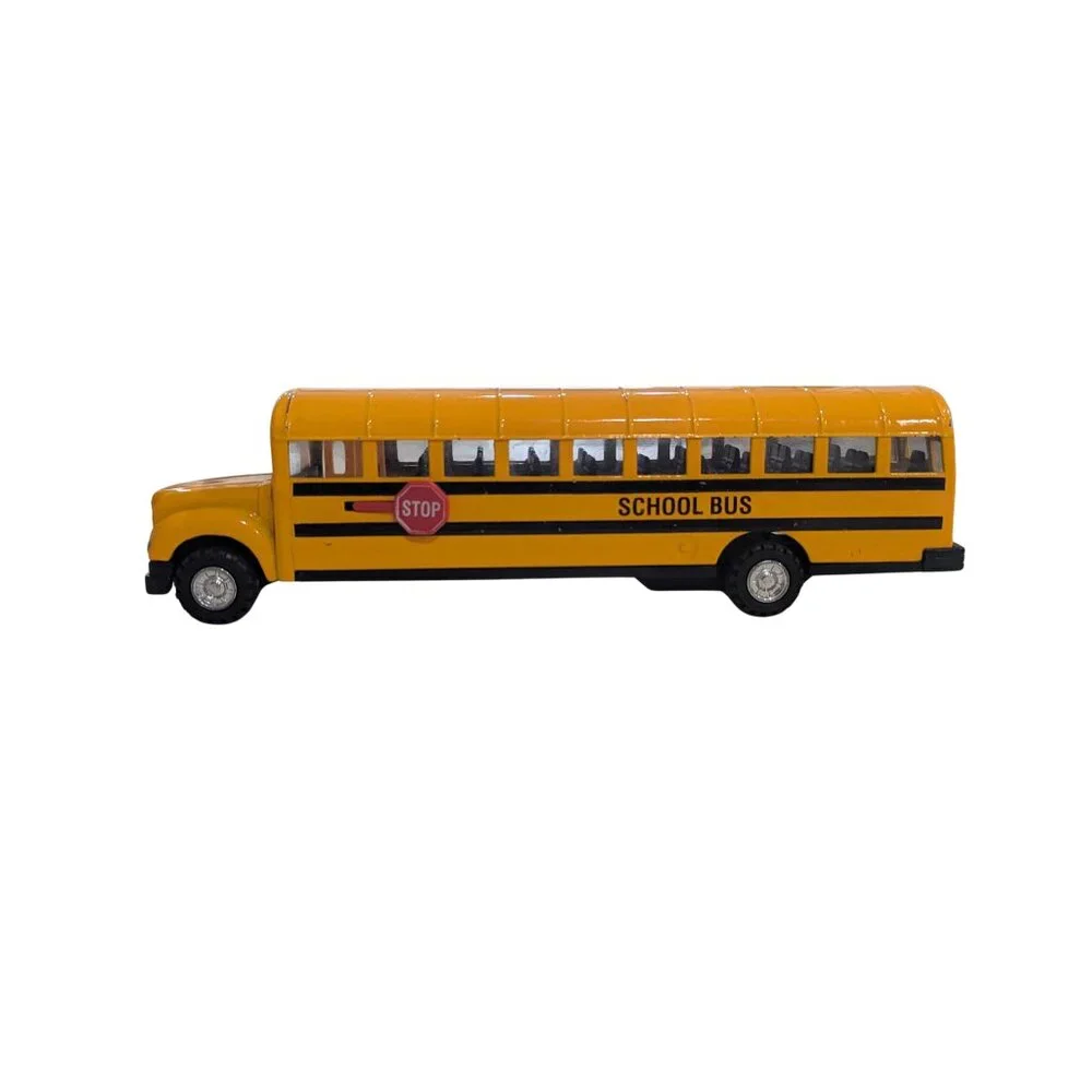 Schylling Die-Cast Metal School Bus Toy Yellow w/ Stop Sign Vintage Style - Picture 2 of 8